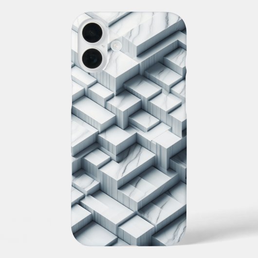 Étui en marbre blanc géométrique 3D de luxe - Mode (Verso)