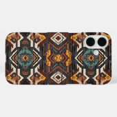 Étui Faux grain de bois aztèque pour iPhone seize (Verso (horizontal))