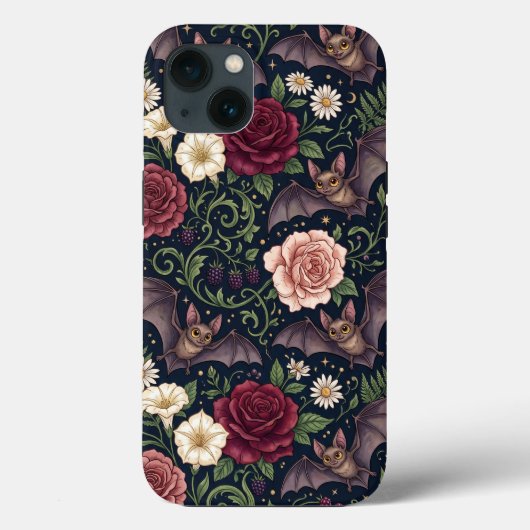 Étui gothique Bats Roses pour iPhone 13 (Verso)
