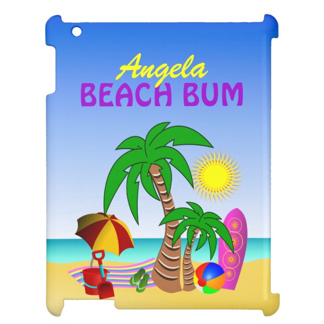 Étui iPad Beach Bum Sun Sea Surf Scene mignonne (Dos)