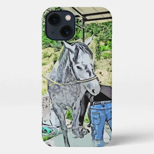 Etui iPhone 13 ケイメイ牧場 トントントントロちゃん 「シャワーが好き」「I like showers」 (Verso)