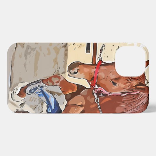 Etui iPhone 13 ケイメイ牧場 トントントントロちゃん 「足上げwith筋肉」 (Verso Horizontal)