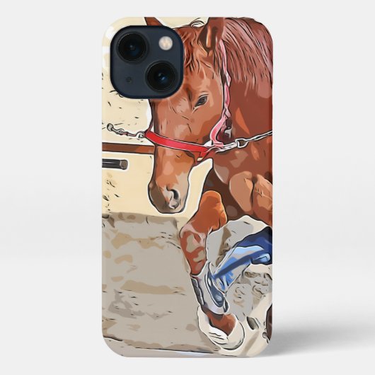 Etui iPhone 13 ケイメイ牧場 トントントントロちゃん 「足上げwith筋肉」 (Verso)