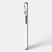 Etui iPhone 13 Abeilles eucalyptus verdure monogramme blanc (Côté gauche)