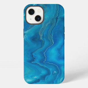 Etui iPhone 13 Abstraction de marbre d'agate bleu et sarcelle