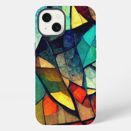 Etui iPhone 13 Abstraction de vitrail coloré (Verso)