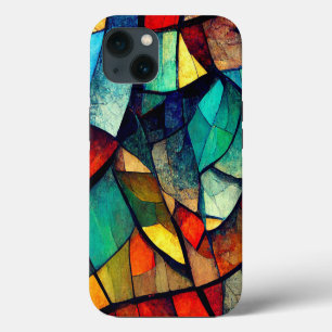 Etui iPhone 13 Abstraction de vitrail coloré