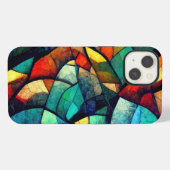 Etui iPhone 13 Abstraction de vitrail coloré (Verso Horizontal)