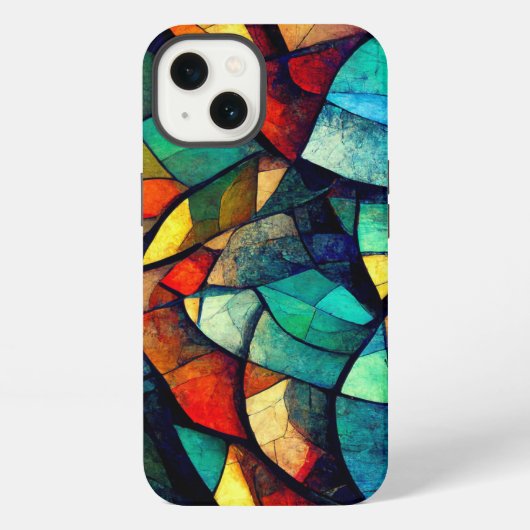 Etui iPhone 13 Abstraction de vitrail coloré (Verso)