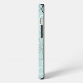 Etui iPhone 13 Abstrait Big Flower Outlines BWG+Duck Egg Blue (Côté gauche)
