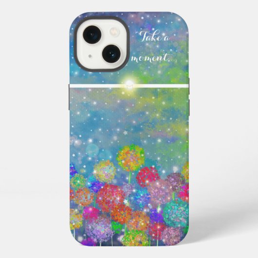 Etui iPhone 13 Abstrait champ impressionniste de fleurs (Verso)