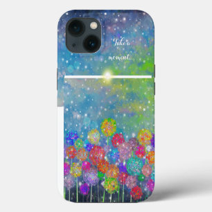 Etui iPhone 13 Abstrait champ impressionniste de fleurs