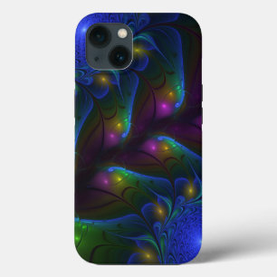 Etui iPhone 13 Abstrait Moderne Trippy Fractal Lumineux Coloré