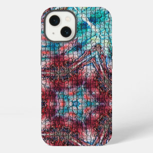 ETUI iPhone 13 ABSTRAIT RED BLUE MOSAIC STAR