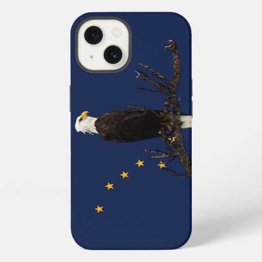 Etui iPhone 13 Aigle de l'Alaska et drapeau (Verso)