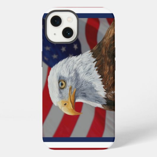 Etui iPhone 13 Aigle et drapeau américains (Verso)