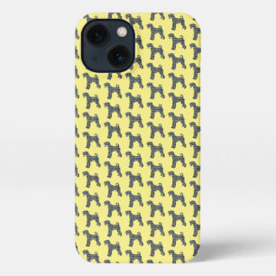 Etui iPhone 13 Airedale Terrier Chien Silhouette Grille jaune
