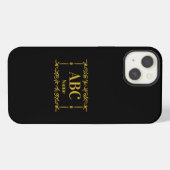 Etui iPhone 13 Ajouter un cadre de monogramme doré avec initiales (Verso Horizontal)