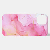 Etui iPhone 13 alcool rose art girly or (Verso Horizontal)