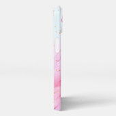 Etui iPhone 13 alcool rose art girly or (Côté droit)