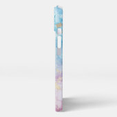 Etui iPhone 13 alcool rose bleu art girly or (Côté gauche)