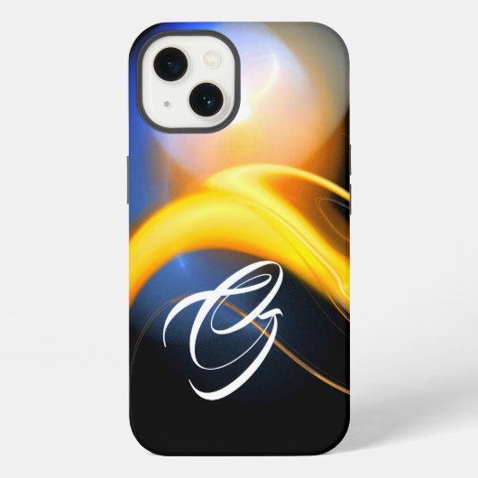 Etui iPhone 13 ALIEN PEARL MONOGRAM Blanc Jaune Fractale (Verso)