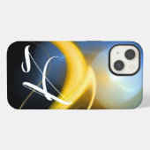 Etui iPhone 13 ALIEN PEARL MONOGRAM Blanc Jaune Fractale (Verso Horizontal)