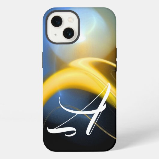 Etui iPhone 13 ALIEN PEARL MONOGRAM Blanc Jaune Fractale (Verso)