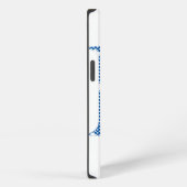 Etui iPhone 13 alphabet fleuri K (bleu et points) (Côté droit)