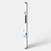 Etui iPhone 13 alphabet fleuri K (bleu et points) (Côté gauche)