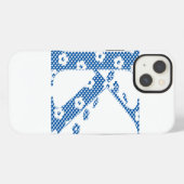 Etui iPhone 13 alphabet fleuri K (bleu et points) (Verso Horizontal)