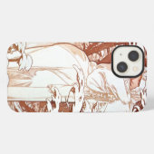 Etui iPhone 13 Alphonse Mucha - Hiver Blanc (Verso Horizontal)