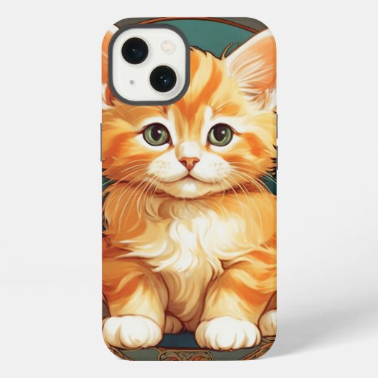 Etui iPhone 13 Alphonse Mucha Style Chat orange (Verso)