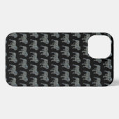 Etui iPhone 13 Anglais Bulldog mignon Chien Grille Silhouette Noi (Verso Horizontal)