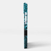 Etui iPhone 13 Aqua bleu Turquoise faux parties scintillant scint (Côté gauche)