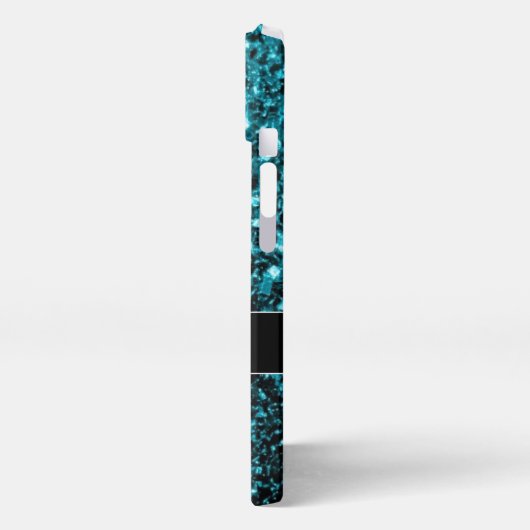 Etui iPhone 13 Aqua bleu Turquoise faux parties scintillant scint (Côté gauche)