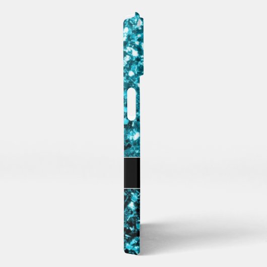 Etui iPhone 13 Aqua bleu Turquoise faux parties scintillant scint (Côté droit)