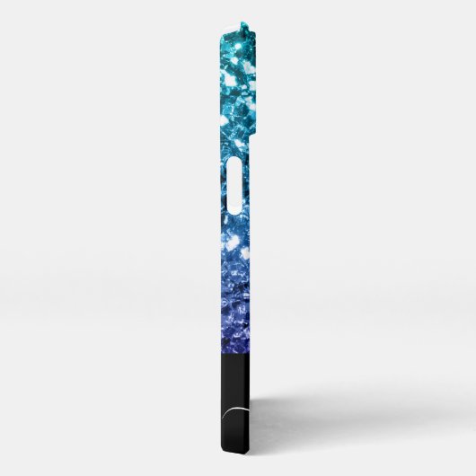 Etui iPhone 13 Aqua blue Ombre fausse parties scintillant scintil (Côté droit)