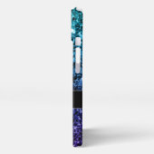 Etui iPhone 13 Aqua blue Ombre fausse parties scintillant scintil (Côté gauche)