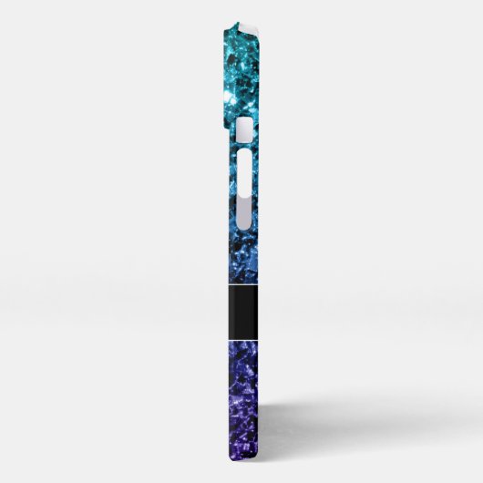 Etui iPhone 13 Aqua blue Ombre fausse parties scintillant scintil (Côté gauche)