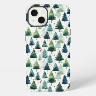Etui iPhone 13 Aquarelle Arbre de Noël Motif sans couture.