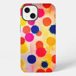 Etui iPhone 13 Aquarelle arc-en-ciel pois