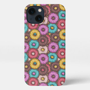 Etui iPhone 13 Aquarelle colorée beignets avec Motif d'arrosage