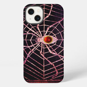 Etui iPhone 13 ARAIGNÉE ET TOILE Rouge Rubis Noir