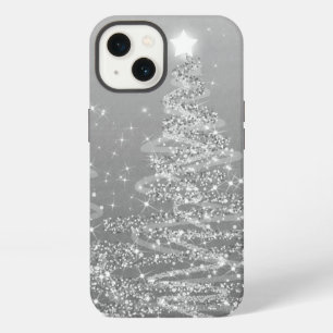 Etui iPhone 13 Arbres scintillants de Noël en argent élégant
