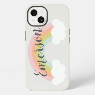 Etui iPhone 13 Arc-en-ciel pastel nuage mignon moderne