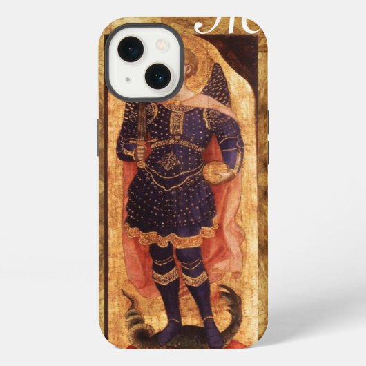 Etui iPhone 13 Archange saint michel avec monogramme de dragon (Verso)