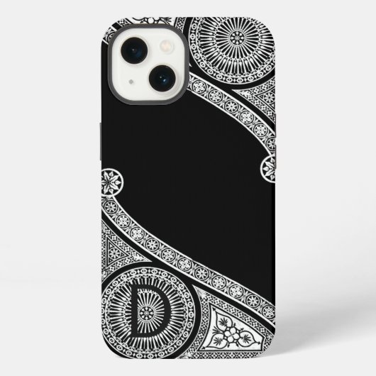 Etui iPhone 13 ARCHITECTURE DE RENAISSANCE Monogramme noir blanc (Verso)