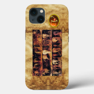 Etui iPhone 13 Arrière-train de chevaux, Monogramme de pierre pré