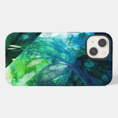 Etui iPhone 13 Art abstrait bleu vert (Verso Horizontal)